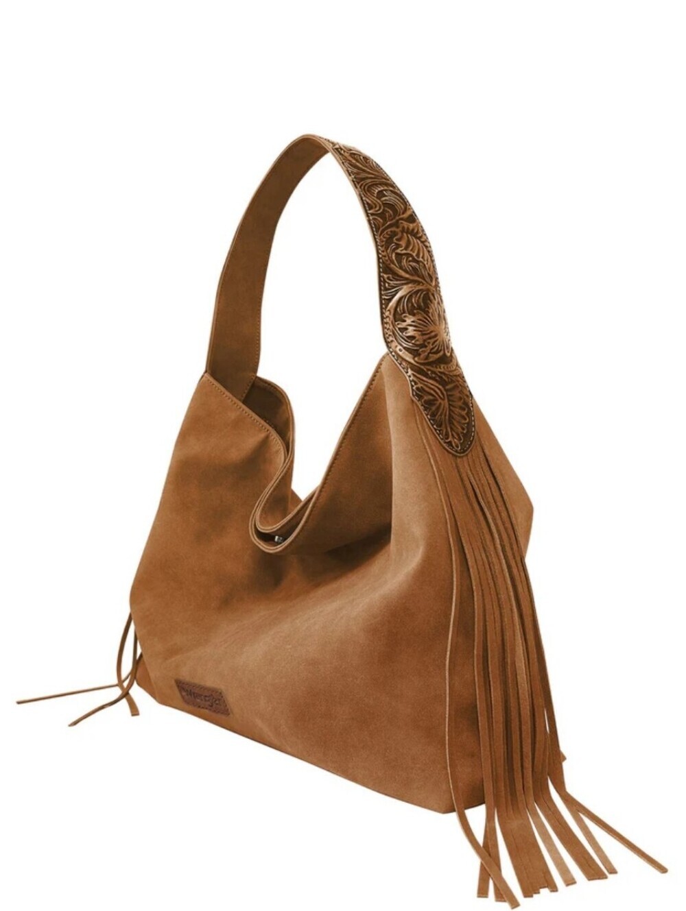 WRANGLER WESTERN BOHO. FAUX SUEDE FRINGES. TOOLED HANDLE. NWT